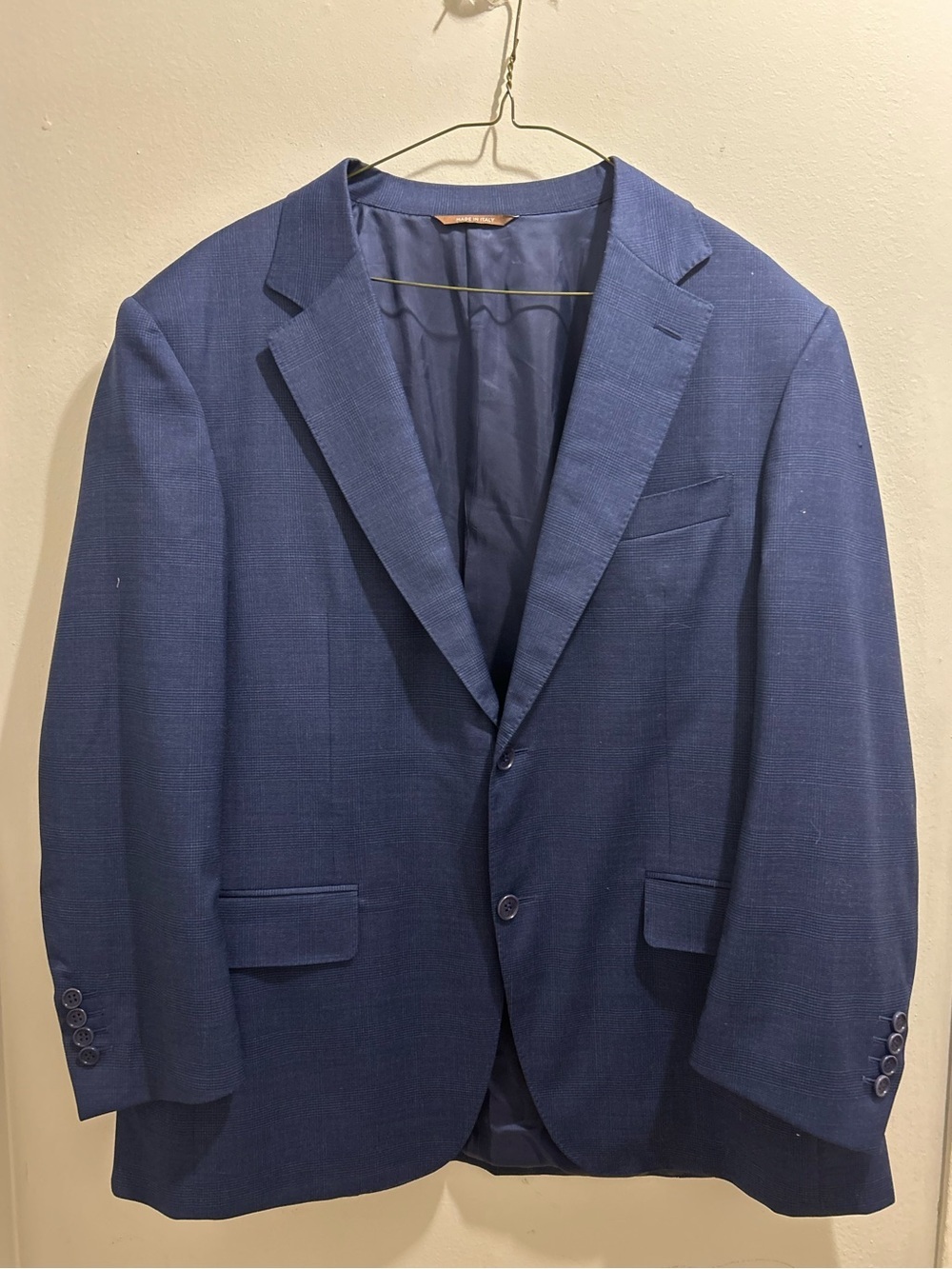 Canali Italian 100% Wool Blazer / Sport Coat - Navy Blue Grid - Size 44/46